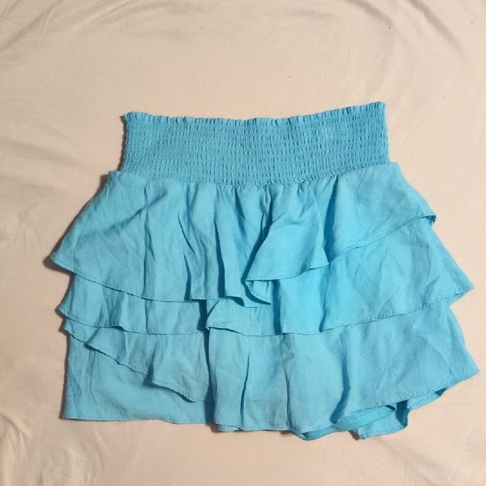 Cotton Candy LA Ruffle Mini Skirt - Y2K Blue - L